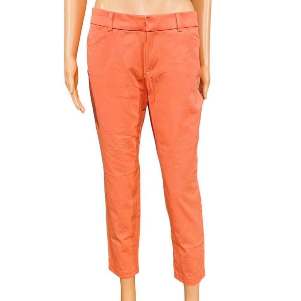 Old Navy Pixie Mid Rise Coral Denim Cropped Capri Style Womens Size 12